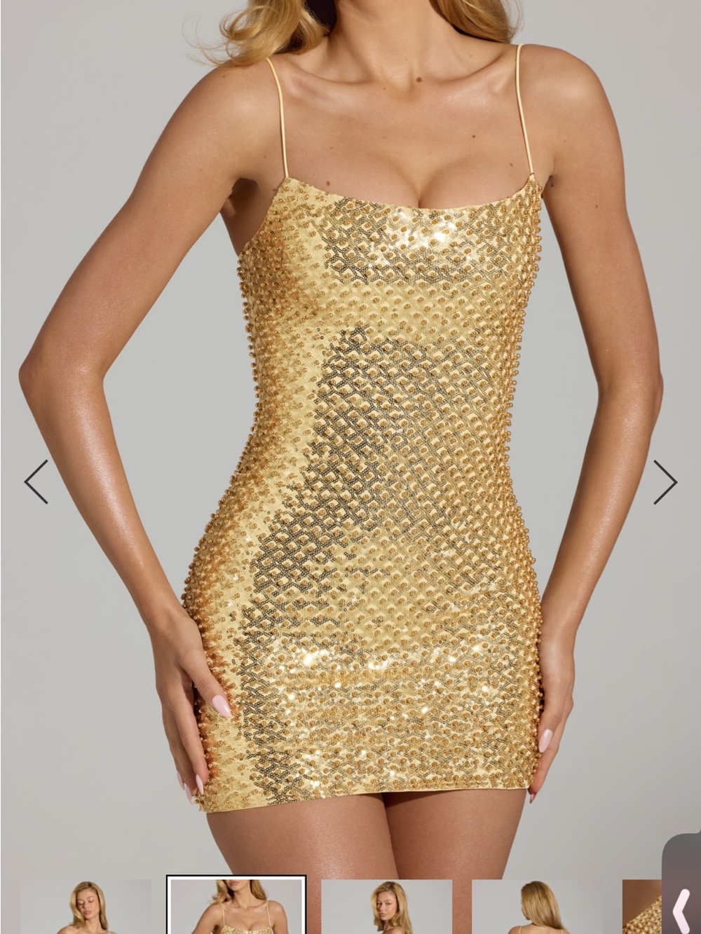Oh Polly Gold Beaded Mini Dress